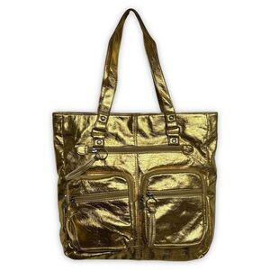 Y2K Gold Metallic Large Tote Cargo Bag
